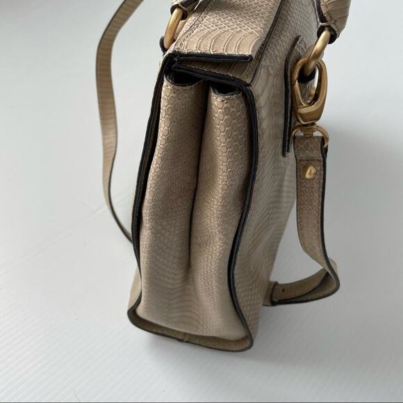 Talbots leather satchel purse magnetic closure w/ embossed snakeskin pattern - Picture 2 of 15